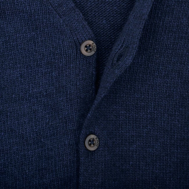 Kobe Wool V-Neck Long Sleeve Button-Up Cardigan, Navy - Cardigans - 2