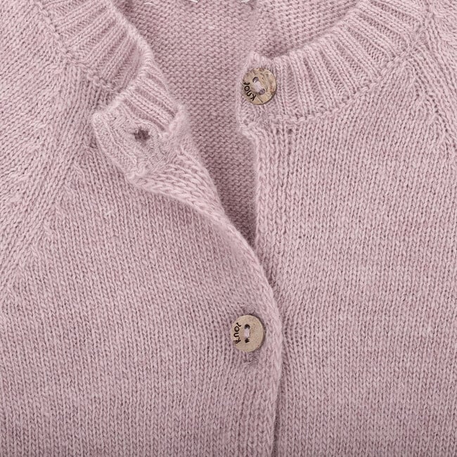 Babys Fay Wool Round Neck Long Sleeve Button-Up Cardigan, Pink - Cardigans - 2