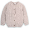 Girls Jessy Twisted Wool Round Neck Long Sleeve Cardigan, Beige - Cardigans - 1 - thumbnail