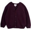 Kobe Wool V-Neck Long Sleeve Button-Up Cardigan, Burgundy - Cardigans - 1 - thumbnail