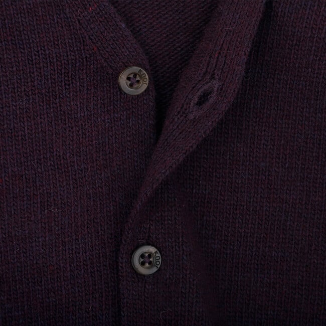 Kobe Wool V-Neck Long Sleeve Button-Up Cardigan, Burgundy - Cardigans - 2