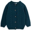 Girls Jessy Twisted Wool Round Neck Long Sleeve Cardigan, Blue - Cardigans - 1 - thumbnail