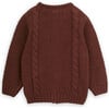 Girls Jessy Twisted Wool Round Neck Long Sleeve Cardigan, Brown - Cardigans - 3