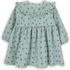 Julie Cotton Corduroy Ruffle Collar Long Sleeve Button Dress, Green - Dresses - 3