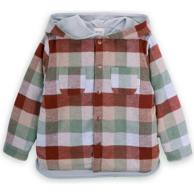 Joanatan Plaid Flannel Long Sleeve Hood Patch Pocket Coat, Multicolors