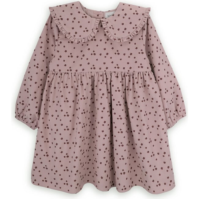 Peggy Floral Print Cotton Corduroy Ruffle Collar Long Sleeve Dress, Pink