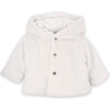 Babys Fluffy Fur Cotton Lining Long Sleeve Hood Button-Up Jacket, White - Jackets - 1 - thumbnail