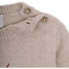 Babys Ladybird Merino Wool Knit Shoulder Button Long Sleeve Sweater, Beige - Sweaters - 2