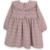 Peggy Floral Print Cotton Corduroy Ruffle Collar Long Sleeve Dress, Pink - Dresses - 2