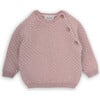 Babys Lolo Merino Wool Knit Shoulder Button Long Sleeve Sweater, Pink - Sweaters - 1 - thumbnail