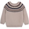 Girls Clarice Merino Wool Knit Shoulder Button Long Sleeve Sweater, Beige - Sweaters - 1 - thumbnail