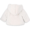 Babys Fluffy Fur Cotton Lining Long Sleeve Hood Button-Up Jacket, White - Jackets - 3