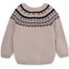 Girls Clarice Merino Wool Knit Shoulder Button Long Sleeve Sweater, Beige - Sweaters - 3