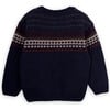 Atlas Merino Wool Knit Round Neck Long Sleeve Sweater, Navy - Sweaters - 3