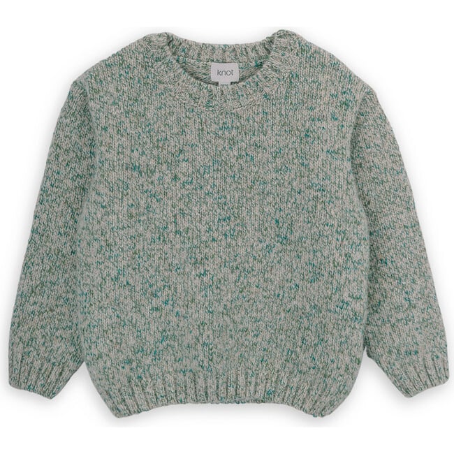 Nile Cotton Wool Knit Round Neck Long Sleeve Sweater, Green