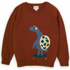 Turtle Skater Merino Wool Knit Round Neck Long Sleeve Sweater, Brown - Sweaters - 1 - thumbnail