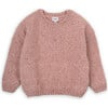 Girls Lily Wool Knit Round Neck Shoulder Button Long Sleeve Sweater, Pink - Sweaters - 1 - thumbnail