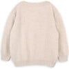 Girls Cool Roller Merino Wool Knit Round Neck Long Sleeve Sweater, Beige - Sweaters - 3