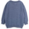 Football Merino Wool Knit Round Neck Long Sleeve Sweater, Blue - Sweaters - 3