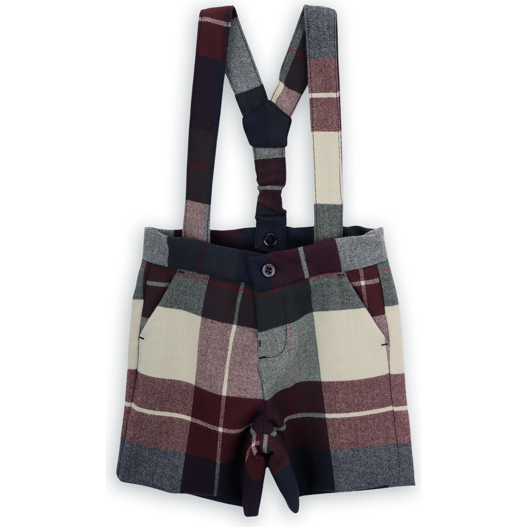 Booker Plaid Removable Suspenders Adjustable Waist Shorts, Multicolors - Shorts - 1