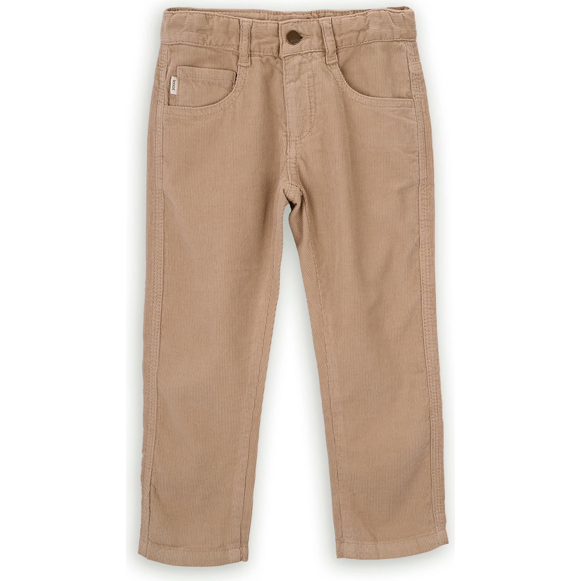 Jake Cotton Corduroy Adjustable Elastic Waist 5-Pocket Trousers, Beige - Pants - 1
