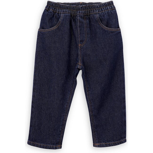 Babys Dylan Cotton Denim Elastic Waist Patch Pocket Pants, Blue