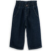 Girls Patti Cotton Denim Elastic Waist Patch Pocket Trousers, Blue - Pants - 1 - thumbnail