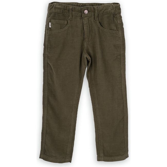 Jake Cotton Corduroy Adjustable Elastic Waist 5-Pocket Trousers, Green