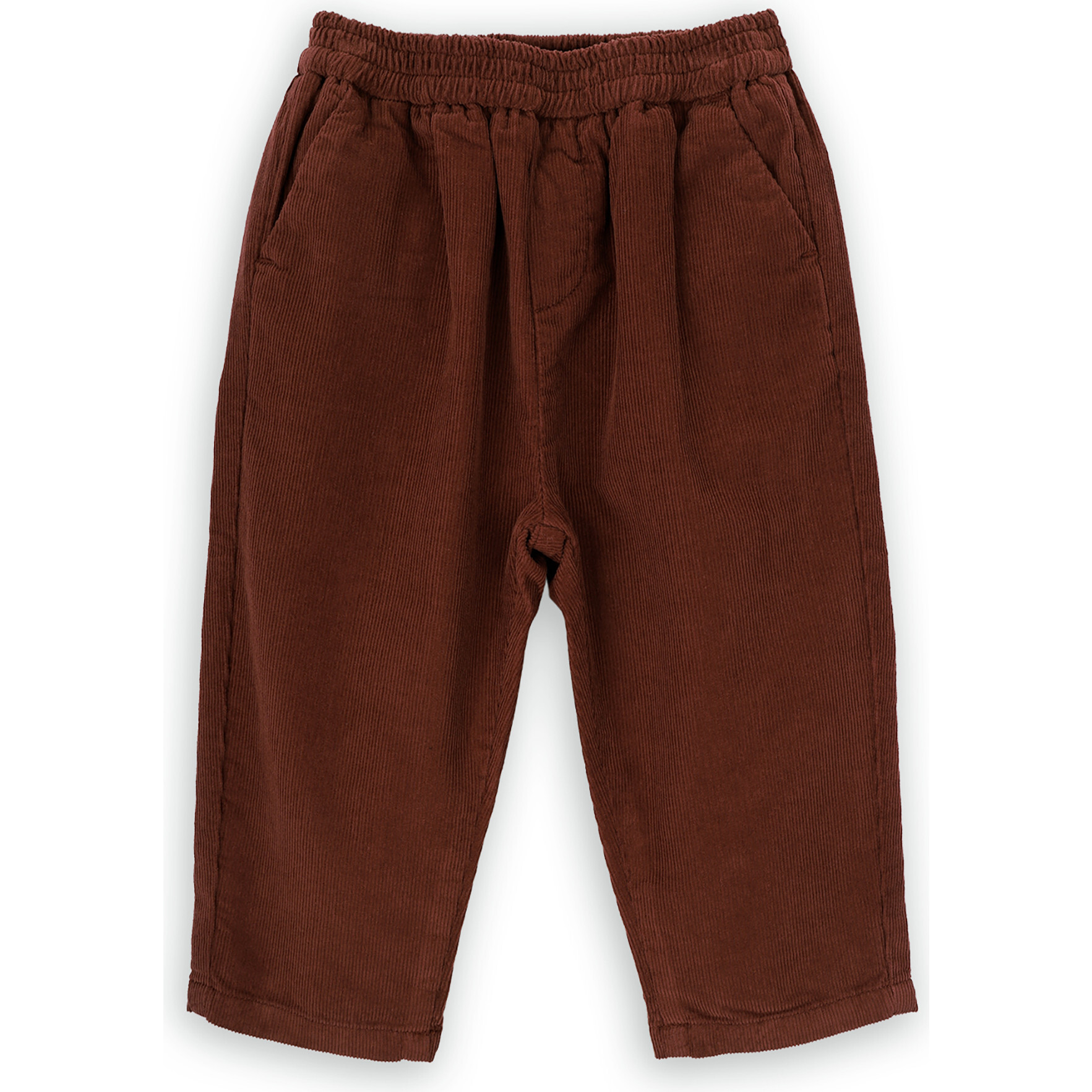 Jeremiah Cotton Corduroy Elastic Waist Front Pocket Trousers, Brown - Pants - 1
