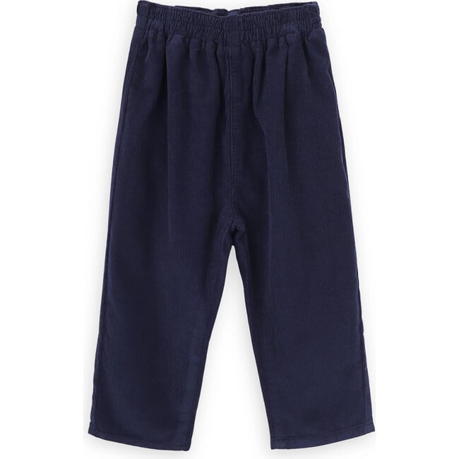 Babys Roger Cotton Corduroy Elastic Waist Patch Pocket Trousers, Navy - Pants - 1