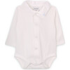 Babys Sky Organic Cotton Embroidered Collar Long Sleeve Snap Bodysuit, White - Onesies - 1 - thumbnail