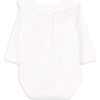 Babys Rose Organic Cotton Embroidered Collar Long Sleeve Snap Bodysuit, White - Onesies - 2