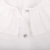 Girls Dolly Embroidered Ruffle Collar Elastic Cuff Long Sleeve Blouse, White - Blouses - 2