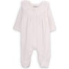 Babys Rose Organic Cotton Ruffle Collar Long Sleeve Babygrow, White - Footie Pajamas - 1 - thumbnail