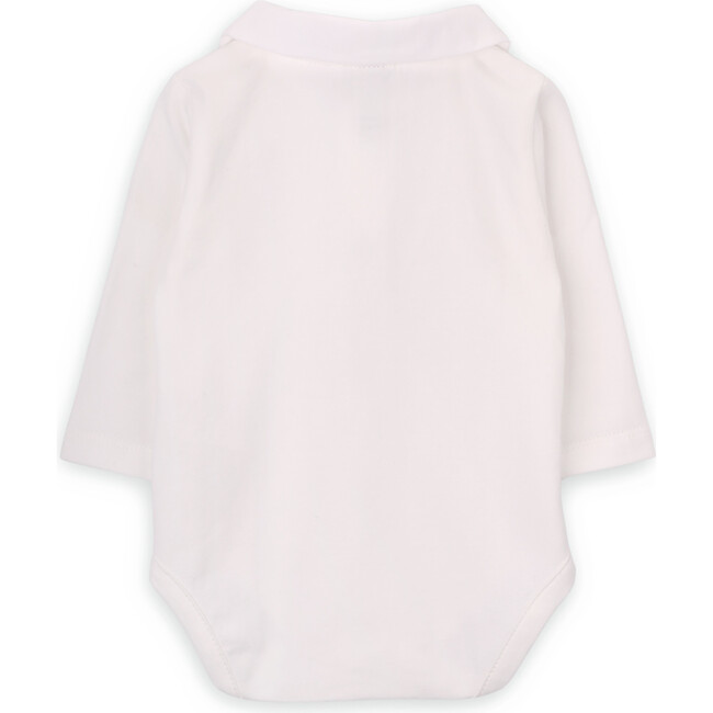 Babys Sky Organic Cotton Embroidered Collar Long Sleeve Snap Bodysuit, White - Onesies - 3