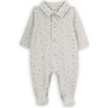 Babys Pencil Dotted Organic Cotton Classic Long Sleeve Collar Babygrow, Green - Footie Pajamas - 1 - thumbnail