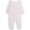 Babys Rose Organic Cotton Ruffle Collar Long Sleeve Babygrow, White - Footie Pajamas - 3