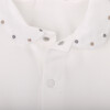 Babys Dots Organic Cotton Embroidered Collar Long Sleeve Snap Bodysuit, White - Onesies - 2