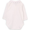 Babys Dots Organic Cotton Embroidered Collar Long Sleeve Snap Bodysuit, White - Onesies - 3