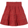 Little Flowers Print Smock Waist Below Knee A-Line Skirt, Chili Oil - Skirts - 1 - thumbnail