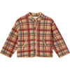 Plaid Quilted Long Sleeve Side Pockets Jacket, Chili Oil - Jackets - 1 - thumbnail