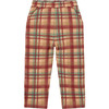 Plaid Quilted Elastic Waistband Wide Leg Pants, Chili Oil - Pants - 1 - thumbnail