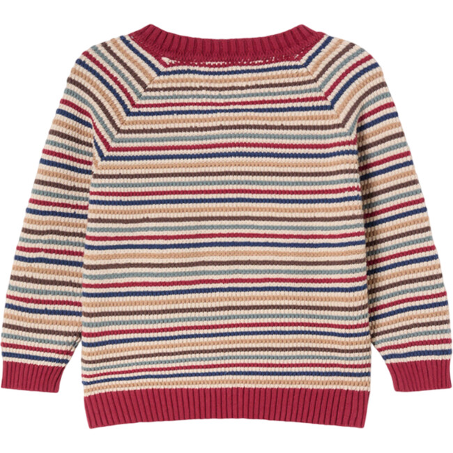 Structure Stripes Knit Raglan Sleeve Ribbed Hems Cardigan, Structure - Cardigans - 2