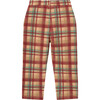 Plaid Quilted Elastic Waistband Wide Leg Pants, Chili Oil - Pants - 2