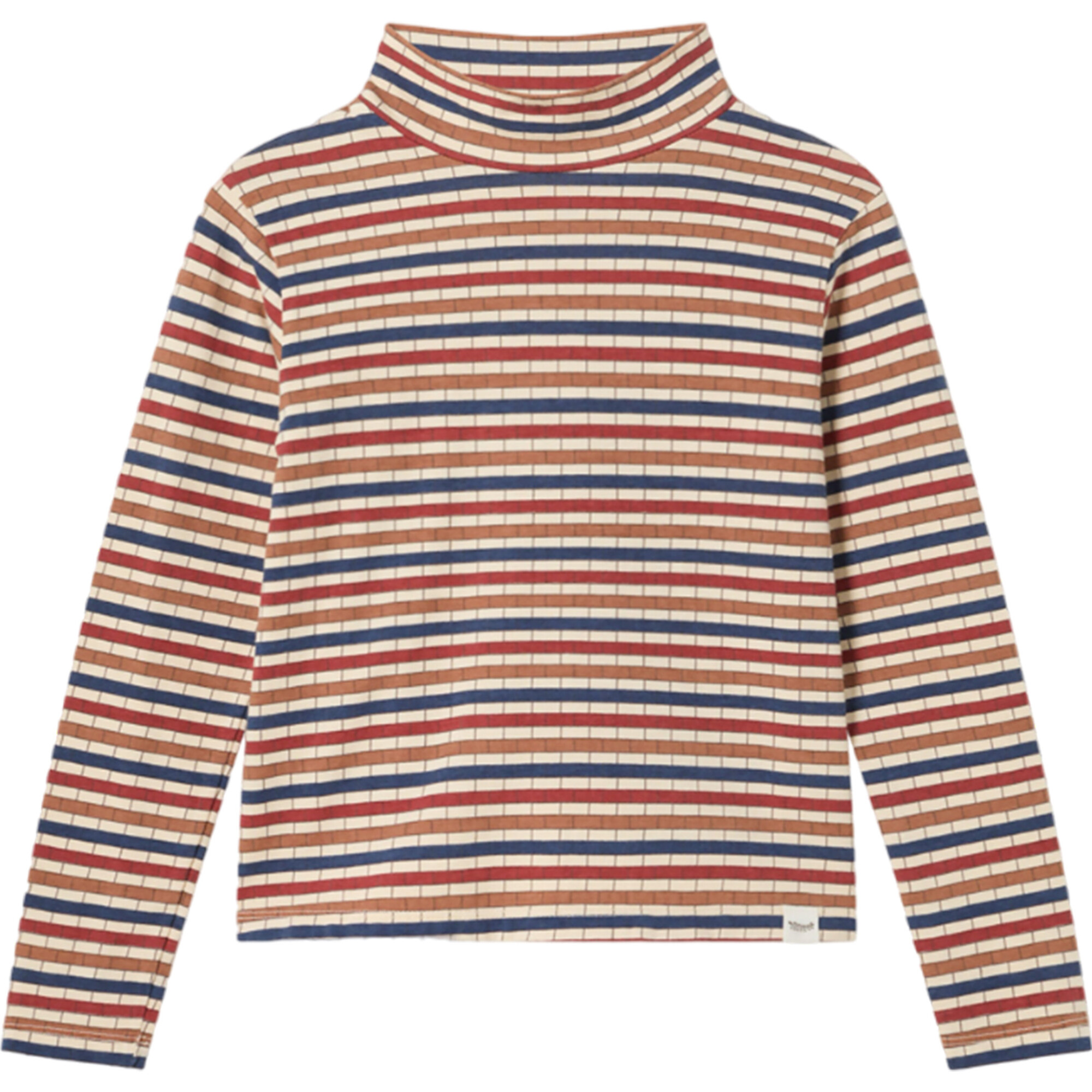 Little Checks Print Turtleneck Long Sleeve Top, Little Checks - T-Shirts - 1