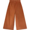 Corduroy Semi-Pleated Waist Wide Leg Trousers, Brown Sugar - Pants - 2