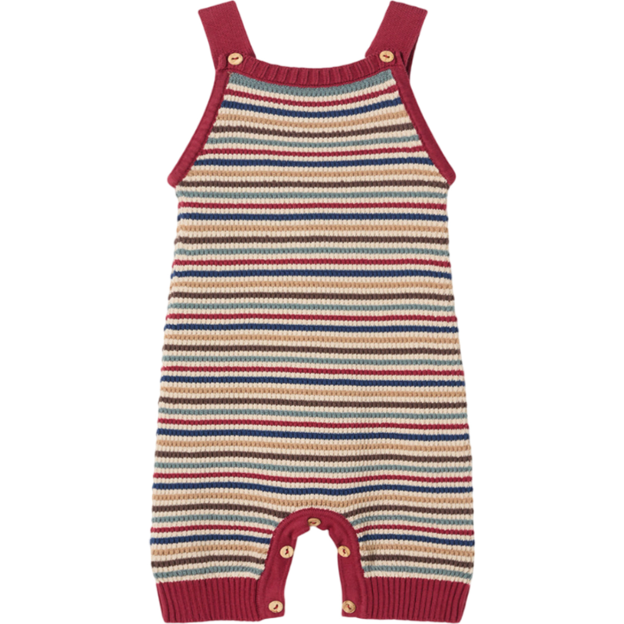 Baby Structure Stripes Knit Sleeveless Ribbed Hems Romper, Structure - Rompers - 1