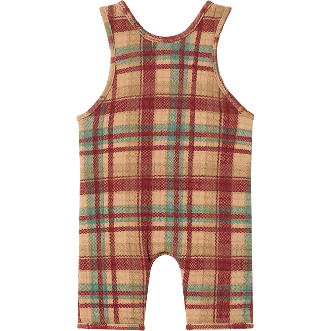 Baby Plaid Font Pocket Wooden Buttons Romper, Plaid - Rompers - 2