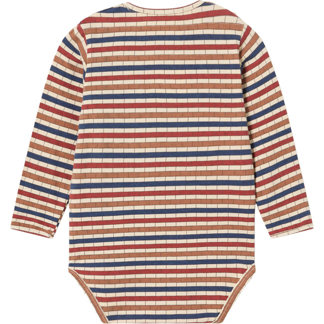 Baby Little Checks Print Long Sleeve Wooden Button Bodysuite, Little Checks - Onesies - 2