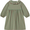 Apples Print Ruffle Detail Neckl Long Sleeve Jersey Dress, Green Bay - Dresses - 1 - thumbnail